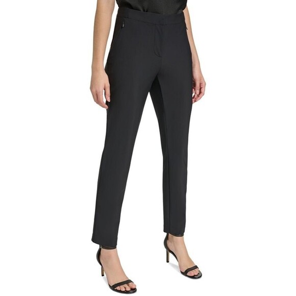 Calvin Klein Women's Mid Rise Cropped Slim Fit Ankle Length Pants Black 4 - Picture 2 of 9